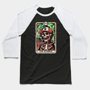 Tarot Card The Stoner Weed Lover Skeleton Cannabis 420 Baseball T-Shirt